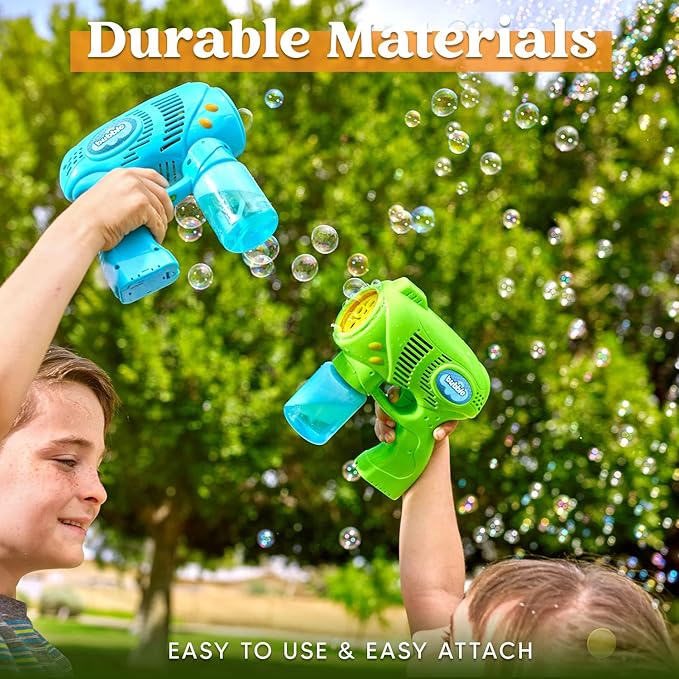 JOYIN 2 Kids Bubble Gun with 2 Bottles Refill Solution, Bubble Machine Gun for Toddlers 1-3 Kids 4-8, Party Favors, Summer Toy, Outdoors, Easter, Birthday Gift-BubblyBeeBaby