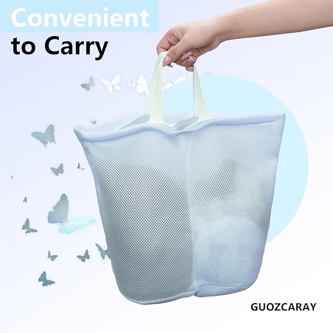 2 Pcs laundry bag with handles mesh laundry bags washing machine laundry totes travel storage and sorting bag for Clothes laundry bag for delicates(Blue2N)-BubblyBeeBaby