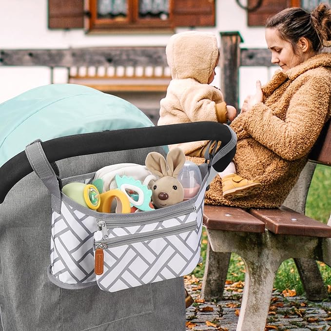 Accmor Universal Stroller Organizer with Detachable Phone Bag, Stroller Bag Caddy Organizer Stroller Accessories for Uppababy, Baby Jogger, Nuna, Doona, Britax Strollers-BubblyBeeBaby
