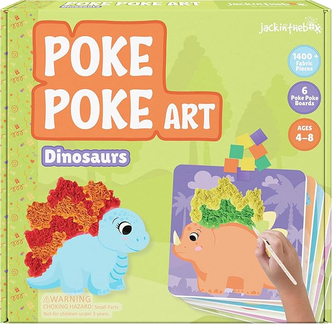 jackinthebox Poke Poke Art – Dinosaurs Theme, Mess-Free Fabric Art and Craft, Flower Pressing Kits, Gift for Kids, Toys for Girls and Boys Ages 4 5 6 7 8-BubblyBeeBaby