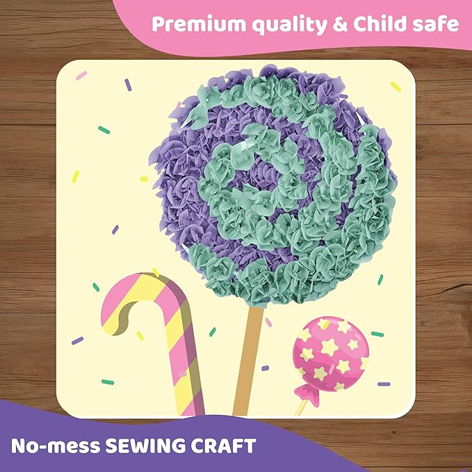 jackinthebox Poke Poke Art for Kids - Candyland Theme, Mess-Free Fabric Art and Craft, Flower Pressing Kits, Gift for Kids, Girl Gifts, DIY Activity Boy Gift, Toys for Girls and Boys Ages 4 5 6 7 8-BubblyBeeBaby