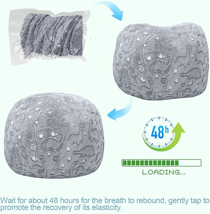 Kids Bean Bag Chair Turn into Beanbag Bed, Dinosaur Toddler Bean Chair for Girl Boy Sleeping, Lazy Children Bean Bags with Filler, Convertible Child Floor Mattress, Grey Dino-BubblyBeeBaby