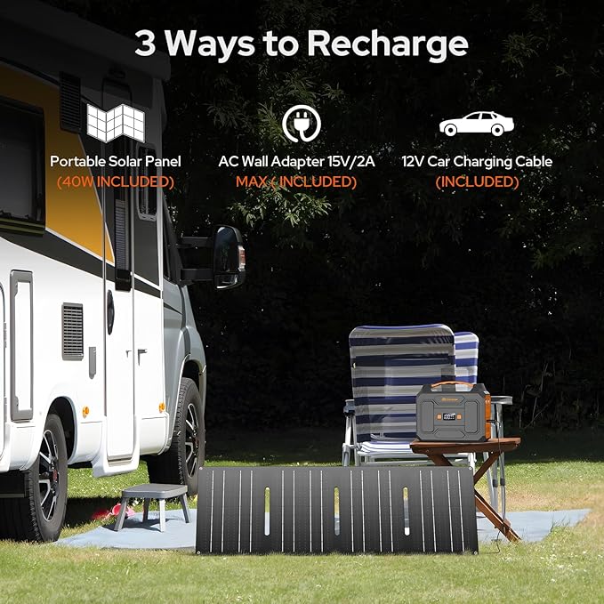 100W Portable Power Station with Foldable Solar Panel, 110V Power Bank with AC Outlet, Rechargeable Battery Generator Power supply for Outdoor, Camping, RV, Travel, Emergency Backup-BubblyBeeBaby