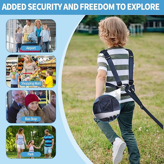 2025 New Safety Walking Harness for Big Kids (6-12yrs) with Autism Special Needs ADHD, Anti-Elopement Vest Harness with Grab Handle and Light Reflector, Adjustable Leash for Autistic, Active Child-BubblyBeeBaby