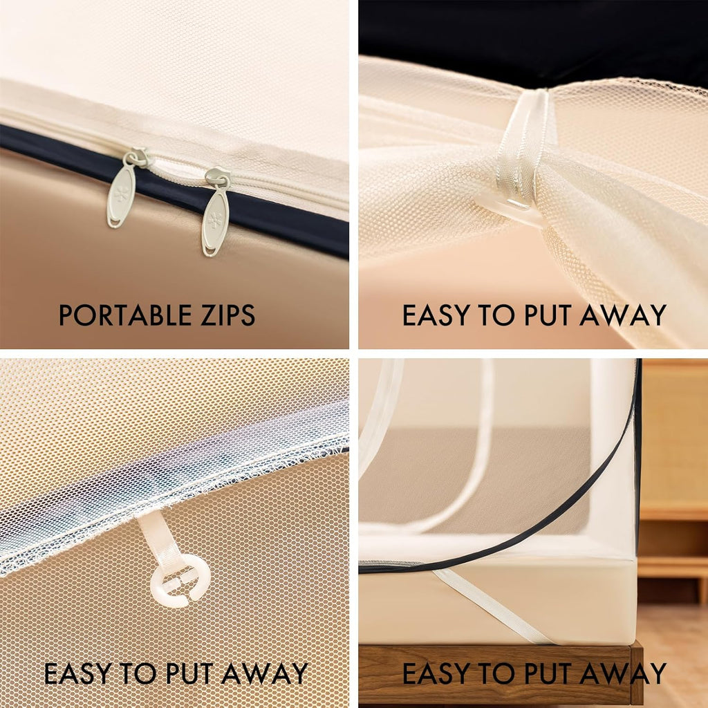 Pop-Up Mosquito Net Tent Wide Roof,Portable Folding Design with Bottom for Bedroom Yard Outdoor Camping Fishing Hiking Trip,Baby Toddler Bed Protection,Easy to Install,King Size