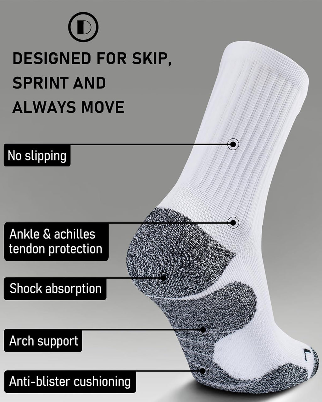 Elite Cushioned Compression Mid-crew Socks 4-Pack for Youth Women Men