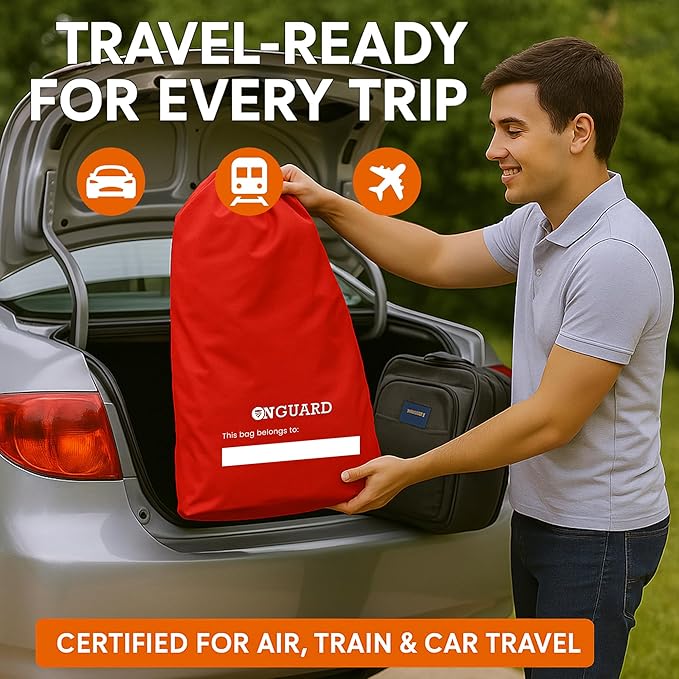 ONGUARD Waterproof Single and Double Stroller Bag for Airplane - Travel Stroller Cover for Air Travel and Storage - Gate Check Bag Backpack- Baby Airplane Essentials - Red-BubblyBeeBaby