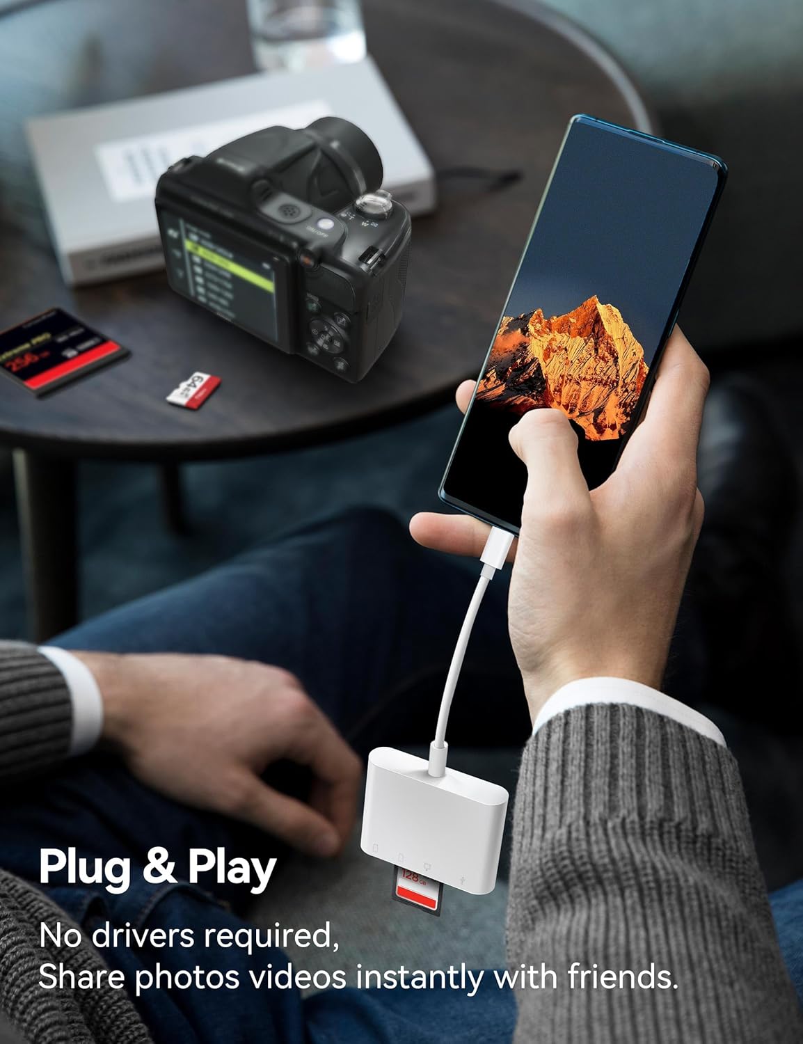 USB C to SD CF Card Reader, SD Card Adapter with SD MicroSD CF Compact Flash USB 4 Ports, BnmxTek Memory Card Reader for iPhone 15 iPad Mac MacBook Pro/Air/Mini Android and More USB-C/Type C Device