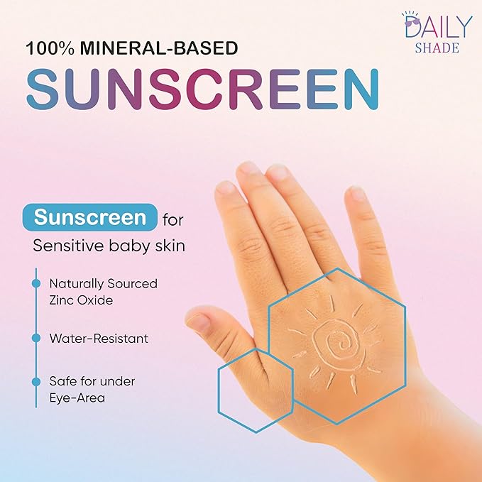 Kid's Sunscreen Starter Kit – Tinted Mineral Sunscreen for Face & Body with SPF 30, Shade Brush, Travel Bag & UV Card – Non-Nano Zinc, Reef Safe, Water Resistant & Hypoallergenic Skin Care-BubblyBeeBaby