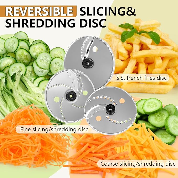 COOKLEE Food Processor, 600 Watts, 6 Functions Electric Food Chopper for Chopping, Mincing, Dicing, Shredding, Slicing, Purees & Dough with 12cup Processor Bowl, Food Chute & Pusher, Black-BubblyBeeBaby