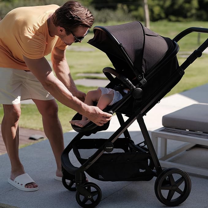 Mompush Baby Stroller, Convertible 2-in-1 with Bassinet Option, Infant Car Seat Compatible, Includes Adapter - Sturdy Full-Size Infant Stroller for Family Adventures-BubblyBeeBaby