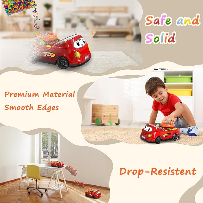 2-in-1 Toddler RC Car & Steering Wheel Toy with Music | Interactive Simulation Driving Adventure Toy for 18+ Months Baby Learning | Gift for 1.5+ Years Old Boys Girls-BubblyBeeBaby