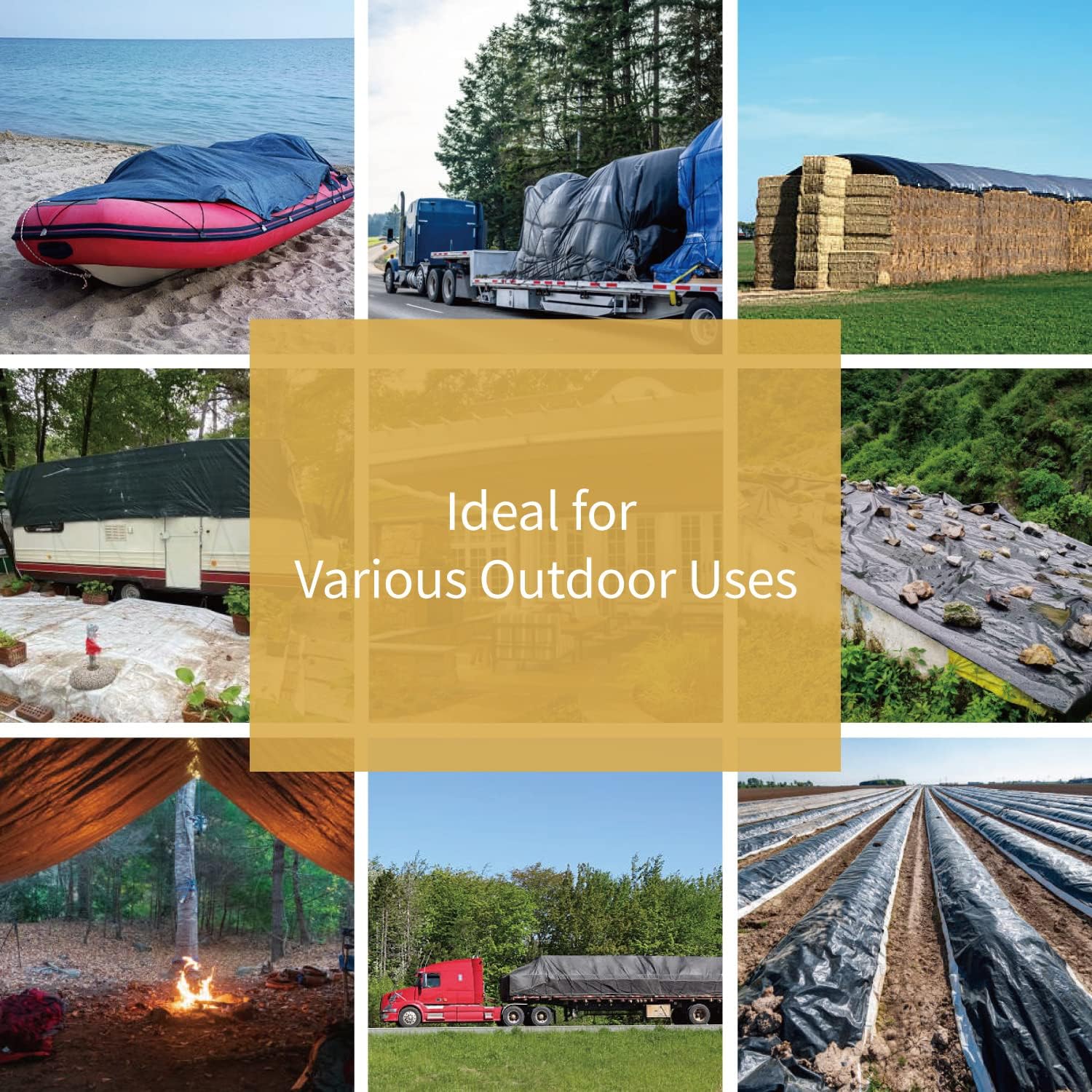 GUARD SHIELD Black Tarp 6x8 Feet Waterproof Tarps Lightweight Camping Tarp Outdoor Multi Purpose Poly Cover 6mil