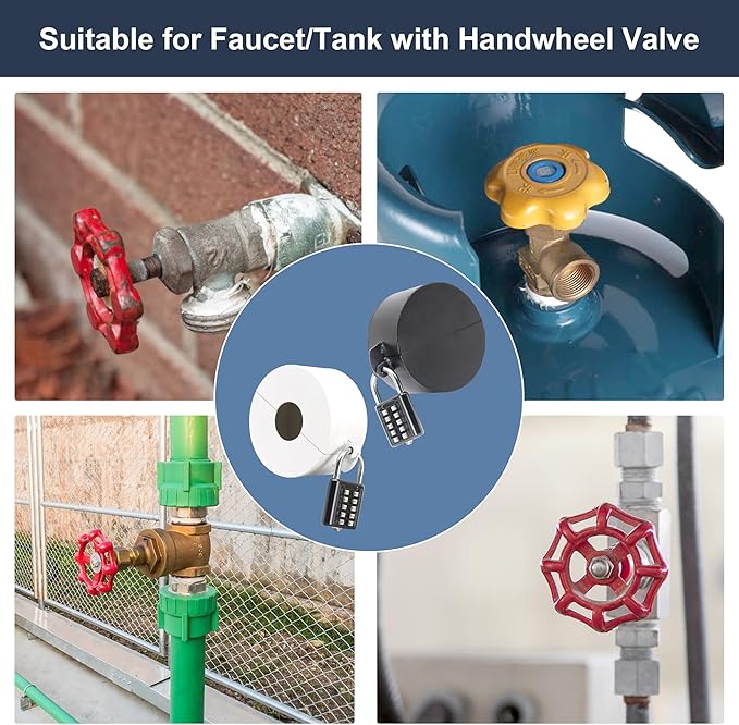 2 Pack Door Knob Lockout Device with Padlock,Temporary Door Handle Lock Cover for Dementia Patients/Child Proof, Outdoor Water Faucet Lock Cover - White-BubblyBeeBaby