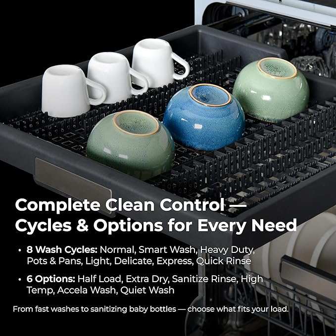 Kenmore 22-14625 24" Built-In Dishwasher - Quiet Tub with TurboDry, Leak, & SmartWash Soil Detection - 15 Place Settings - 49 DBA - ENERGY STAR Certified - Fingerprint Resistant Stainless Steel-BubblyBeeBaby