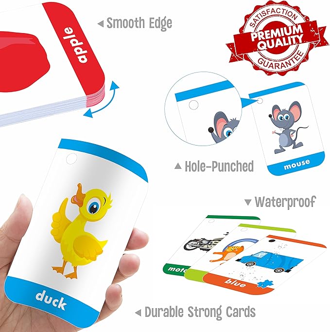 180 Toddler Learning Flashcards, Educational Tool for Preschoolers-BubblyBeeBaby