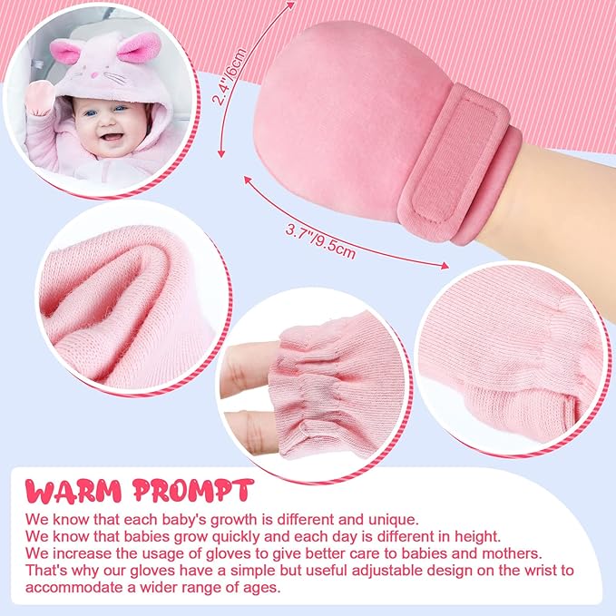 Adjustable Baby Mittens No Scratch Newborn Cotton Breathable Gloves Warm Baby Mitts for Boys Kids-BubblyBeeBaby