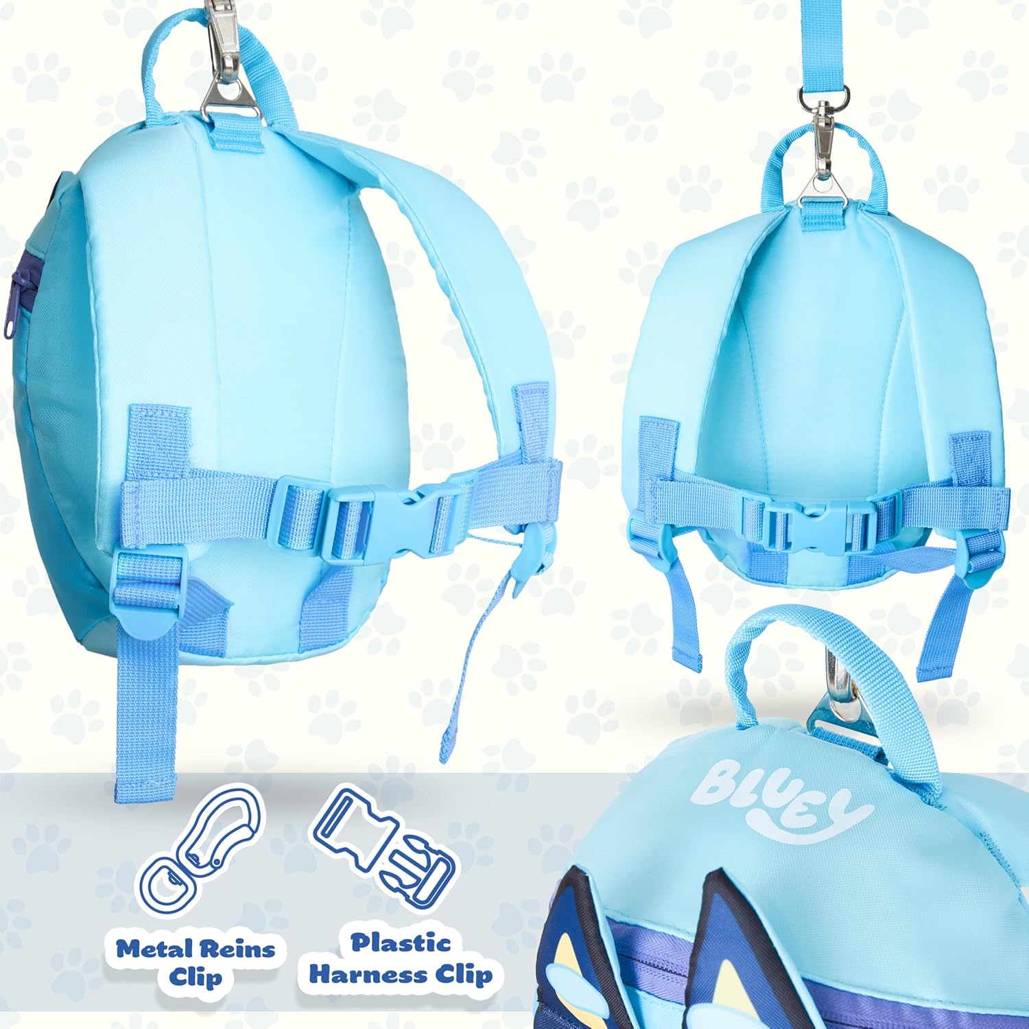 Bluey Backpack with Toddler Safety Harness for Kids Daycare Bag Backpack with Leash Preschool Outdoor Travel Gifts for Kids (Blue)