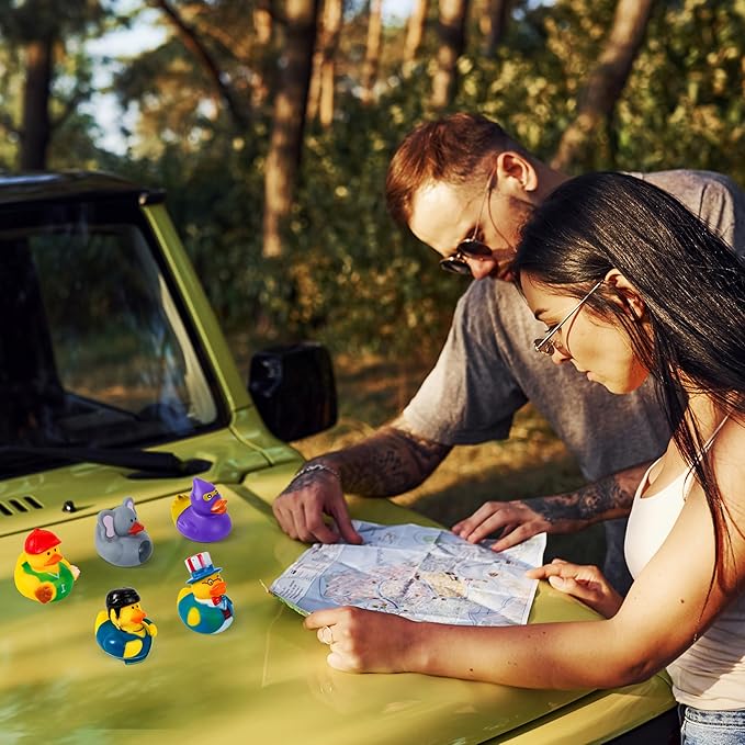 JOYIN 30 Pcs Rubber Ducks, Random Assortment Ducks Bulk with Mesh Carry Bag, Mini Rubber Duckies for Baby Bath Toys, Kids Toddler Summer Pool Toys Birthday Gifts Party Favors-BubblyBeeBaby