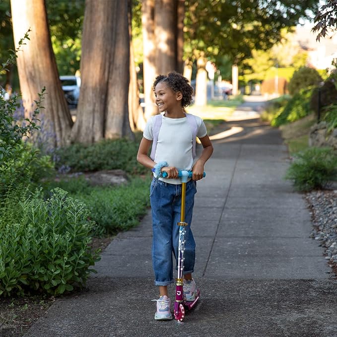 Jetson Character Kids Kick Scooter, LED Lights on Stem & Light-Up Wheels, Lightweight Frame, Height-Adjustable Handlebar, Lean-to-Steer System, Easy-Fold Mechanism-BubblyBeeBaby