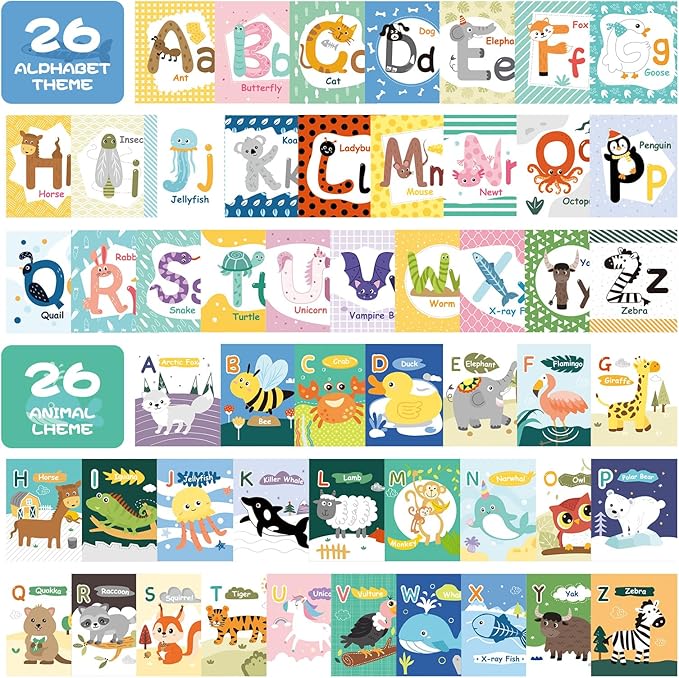 Jollybaby Soft High Contrast ABC Alphabet/Letters Flash Cards for Baby 0-3-6-9-12-18 Month, Reusable Cloth Fabric Curious Flashcards for 1 Years Old-BubblyBeeBaby