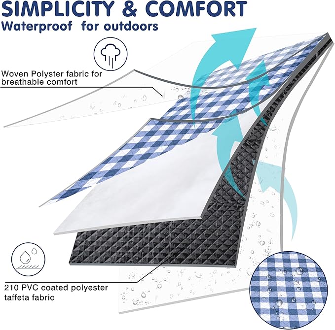 HX&OD Outdoor Picnic Blanket, Extra Large, 80''x80'' Waterproof Foldable Blankets Gingham Picnic Mat for Beach, Camping Grass Lawn Park Accessories Cute Couple Ideas Wedding (Blue, 80”x80”)-BubblyBeeBaby