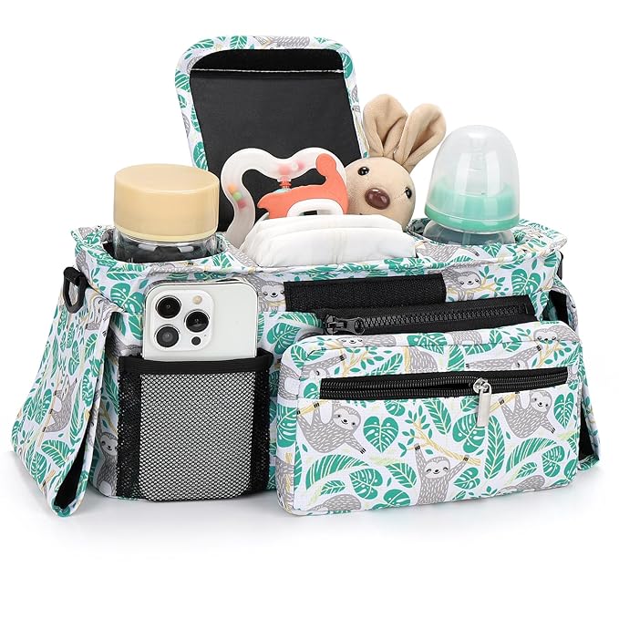 Accmor Universal Stroller Organizer with Insulated Cup Holder Detachable Phone Bag and Shoulder Strap,Stroller Bag Caddy Organizer Fits for Uppababy, Baby Jogger, Britax Strollers-BubblyBeeBaby