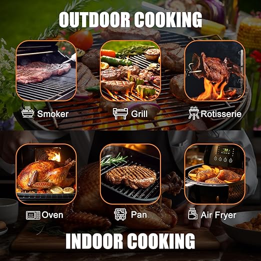 INSMART Wireless Smart Meat Thermometer,330FT Bluetooth Range,100% Waterproof,Precision Cooking Grilling,Multi Sensors,for BBQ,Oven,Grill,Kitchen,Smoker, Rotisserie Turkey Beef/iOS & Android App-BubblyBeeBaby