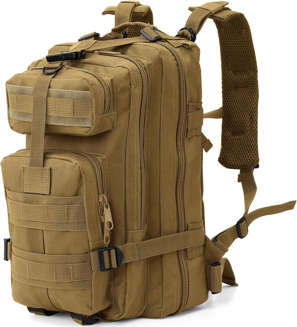 Small Military Tactical Backpack, 30L Tactical Assault Bag for Men, Army Assault Rucksack GYM Hiking Backpack Bug Out Bag Khaki