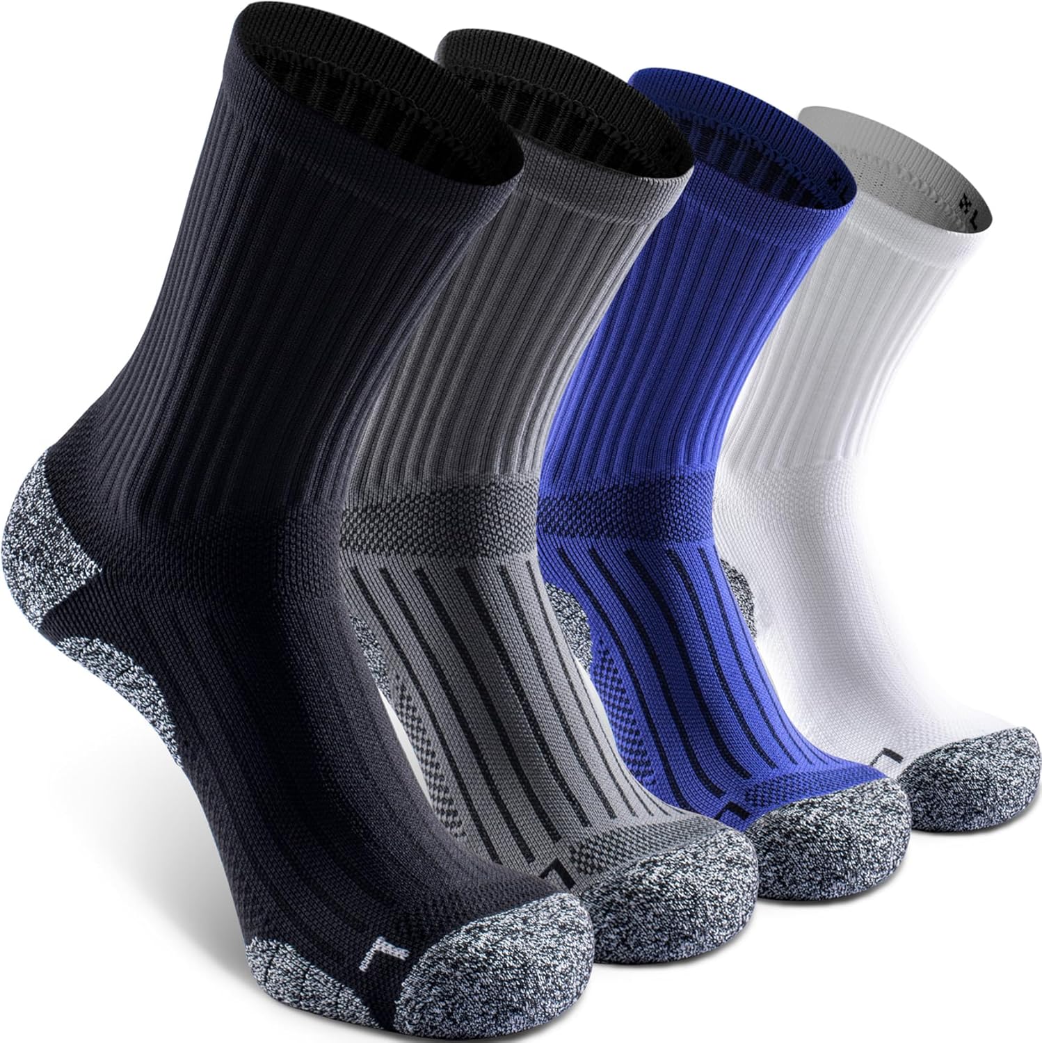 Elite Cushioned Compression Mid-crew Socks 4-Pack for Youth Women Men