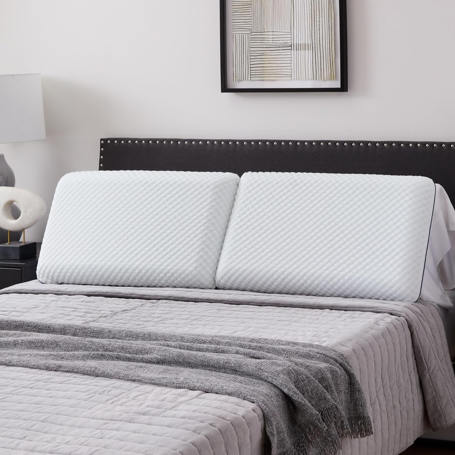 WEEKENDER Gel Memory Foam Pillow - Standard Size - 2-Pack - Medium Plush Feel - Neck & Shoulder Support - For Back, Side, & Stomach Sleepers - Home, Hotel, & Hospital Essentials