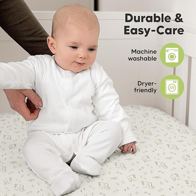 KeaBabies 2-Pack Organic Crib Sheets for Boys, Girls - 52x28 Fitted Crib Mattress Sheet Neutral, Breathable Jersey Cotton Cover for Baby Bed, Toddler Mattress, Soft & Cute Prints (Pine Grove)-BubblyBeeBaby