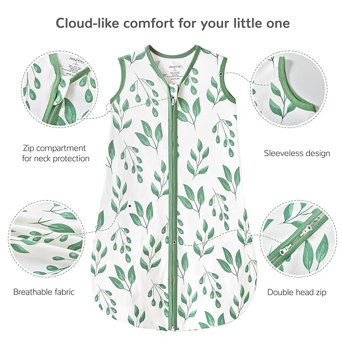 JELLYMONI Baby Sleep Sack 18-24 Months 100% Cotton Wearable Blanket, 0.5 TOG Soft Lightweight Toddler Sleeping Sack 3 Pack 2-Way Zipper Newborn Sleep Sacks-BubblyBeeBaby