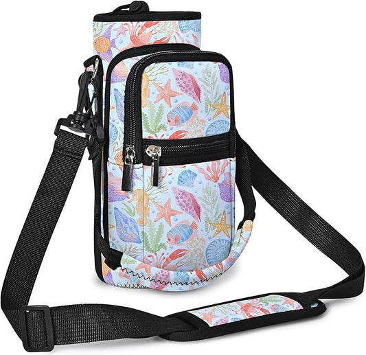 icolor Water Bottle Carrier Bag with Strap 25/32/40 oz Crossbody Bottle Holder with Phone Pocket Sling Sleeve Insulated Neoprene Water Bottle Pouch for Walking Travelling-BubblyBeeBaby