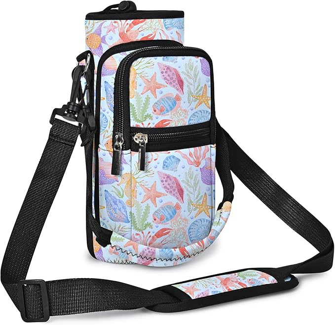 icolor Water Bottle Carrier Bag with Strap 25/32/40 oz Crossbody Bottle Holder with Phone Pocket Sling Sleeve Insulated Neoprene Water Bottle Pouch for Walking Travelling-BubblyBeeBaby