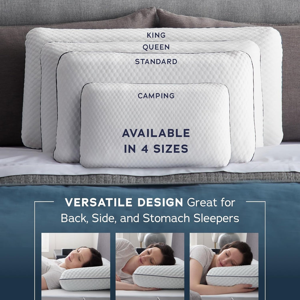 WEEKENDER Gel Memory Foam Pillow - Standard Size - 2-Pack - Medium Plush Feel - Neck & Shoulder Support - For Back, Side, & Stomach Sleepers - Home, Hotel, & Hospital Essentials