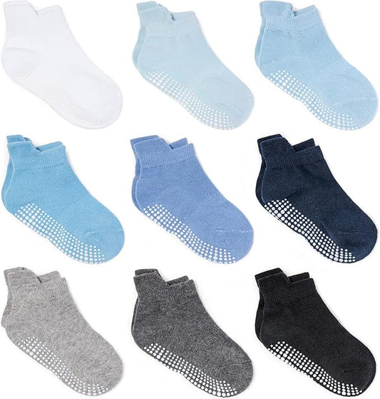 Zaples Baby Non Slip Grip Ankle Socks with Non Skid Soles for Infants Toddlers Kids Boys Girls-BubblyBeeBaby