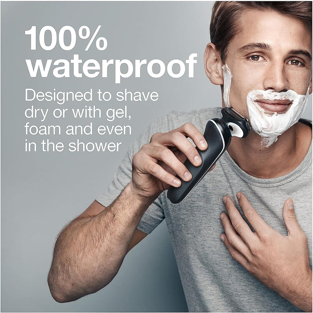 Braun Electric Razor for Men, Waterproof Foil Shaver, Series 5 5050cs, Wet & Dry Shave, with Beard Trimmer and Body Groomer, Rechargeable, Charging Stand Included, Blue