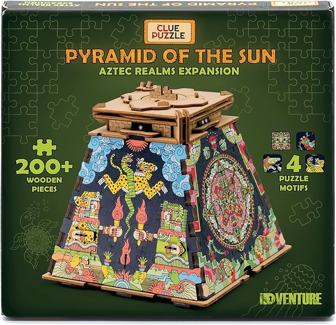 iDventure Cluepuzzle Expansion The Aztec Realms | Wooden Puzzle with 200+ Pieces | Escape Room Game | Gift Box | 4 Designs | Puzzle Size 20x12 cm | Wooden Puzzles for Adults and 10+ | Gift | Hobby-BubblyBeeBaby