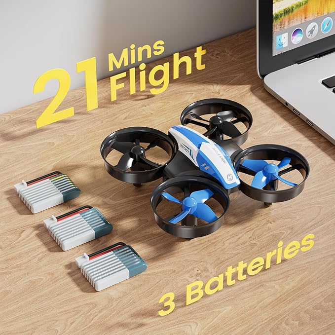 Holy Stone Mini Drone for Kids and Beginners RC Nano Quadcopter Indoor Small Helicopter Plane with Auto Hovering, 3D Flips, Headless Mode and 3 Batteries, Great Gift Toy for Boys and Girls, HS210 Blue-BubblyBeeBaby