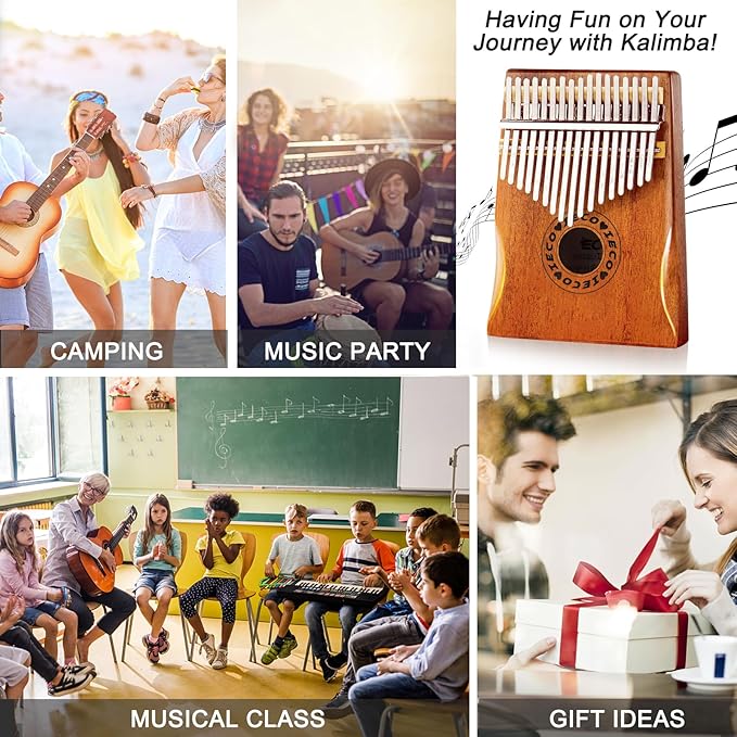 Kalimba Thumb Piano 17 Keys Portable Finger Piano Marimba Music Gifts for Adults Kids-BubblyBeeBaby