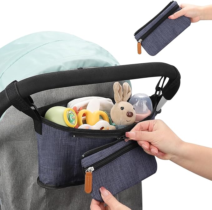 Accmor Universal Stroller Organizer with Detachable Phone Bag, Stroller Bag Caddy Organizer Stroller Accessories for Uppababy, Baby Jogger, Nuna, Doona, Britax Strollers-BubblyBeeBaby
