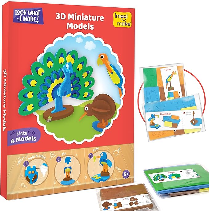 Imagimake 5 in 1 Awesome Craft Kit | Over 15 Projects - Creative DIY Arts & Crafts, Craft Kit for Kids | Gifts for 5 6 7 8 9 10 11 12 Years Old Girls & Boys | Arts and Crafts for Kids Ages 6-8 & 8-12-BubblyBeeBaby