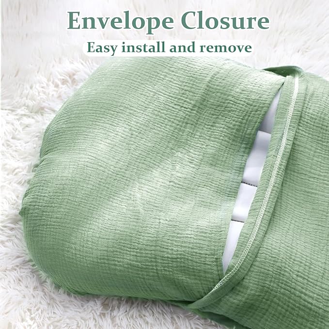 Hooyax Muslin Baby Lounger Cover, 100% Cotton Durable Newborn Lounger Cover, Soft and Breathable Infant Lounger Cover for Boys Girls, Covers Only (Green)-BubblyBeeBaby