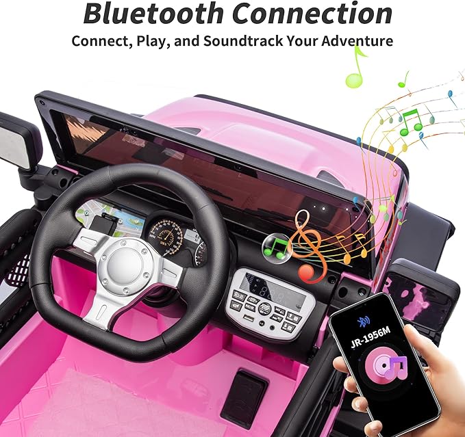 12V Kids Ride on Car Truck, Kids Electric Vehicles Car Ride on Toy for Toddlers with Remote Control - Light Pink-BubblyBeeBaby