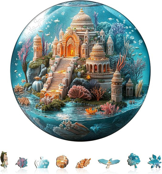 Jigfoxy Wooden Puzzles for Adults, Indian Temple Sanctua Wood Puzzles Adult, Unique Animal Shape Wooden Jigsaw Puzzles for Adults, Birthday Gifts for Puzzle Lovers, Family, Friend (S-8.5*8.5in-100pcs)-BubblyBeeBaby
