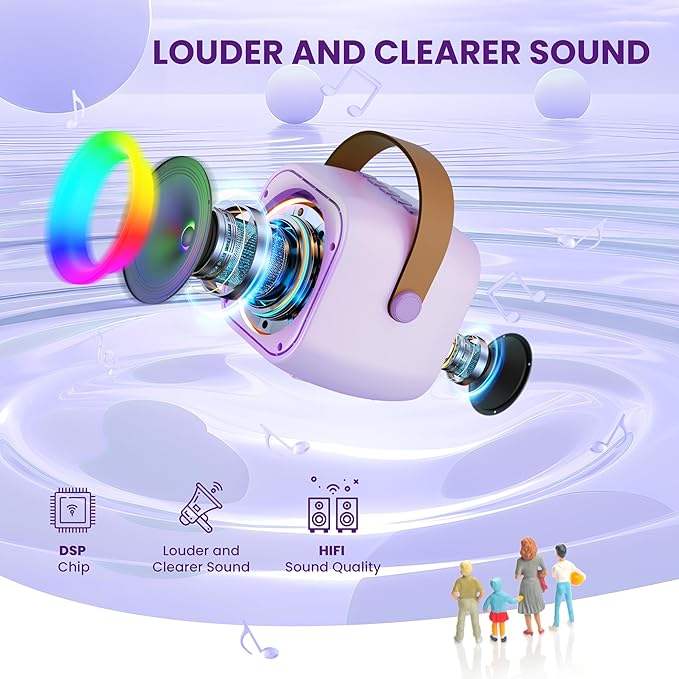 Karaoke Machine for Kids Toys for 4-12+ Year Old, Mini Portable Bluetooth Speaker with 2 Wireless Microphones, Birthday Party for Girls Boys-BubblyBeeBaby