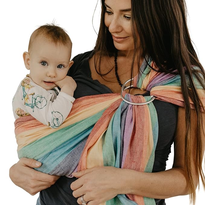 Hip Baby Wrap - 100% Soft Cotton Baby Sling Wrap - Baby Hip Carrier - Nursing Wraps for Breastfeeding, Baby Carrier Sling - Newborn to Toddler Baby Carrying Wrap, Supports 8-35 lbs - Summer Rainbow-BubblyBeeBaby