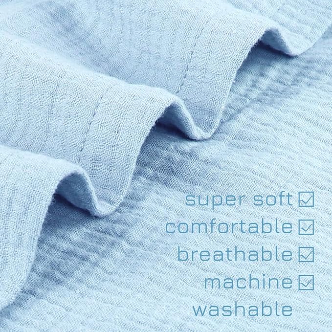 Hooyax Muslin Baby Lounger Cover Soft Organic Cotton Slipcover Fits Newborn Lounger for Baby Boys and Girls (Ice-Snow Blue)-BubblyBeeBaby