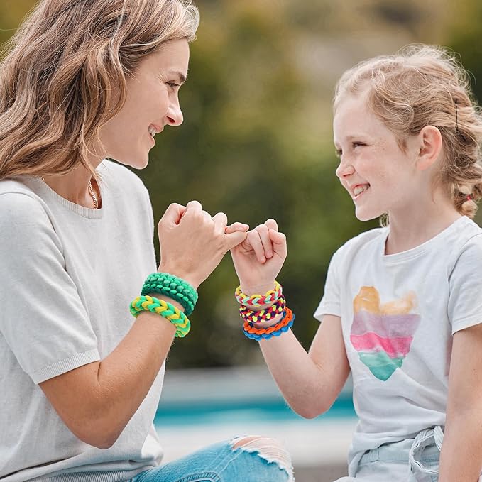 IQBOX Bracelet Making Kit Arts and Crafts for Girls Ages 8-12, Weaving Loom Rainbow Bands DIY Toys Birthday Gifts for Kids 6 7 9 10 11 13 Year Old, 1000+ Elastic Cloth Rubber Band Fabric Loops-BubblyBeeBaby